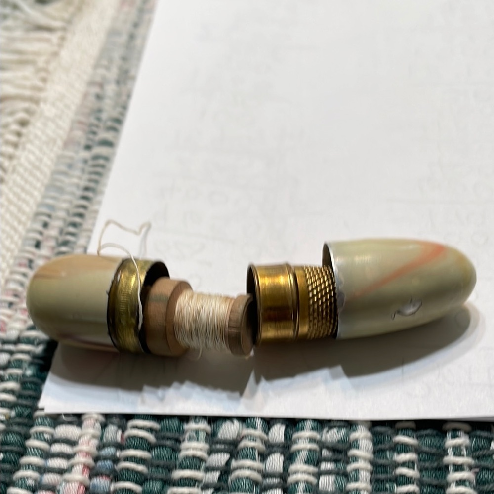 Vintage Cream and Gold Thread Holder